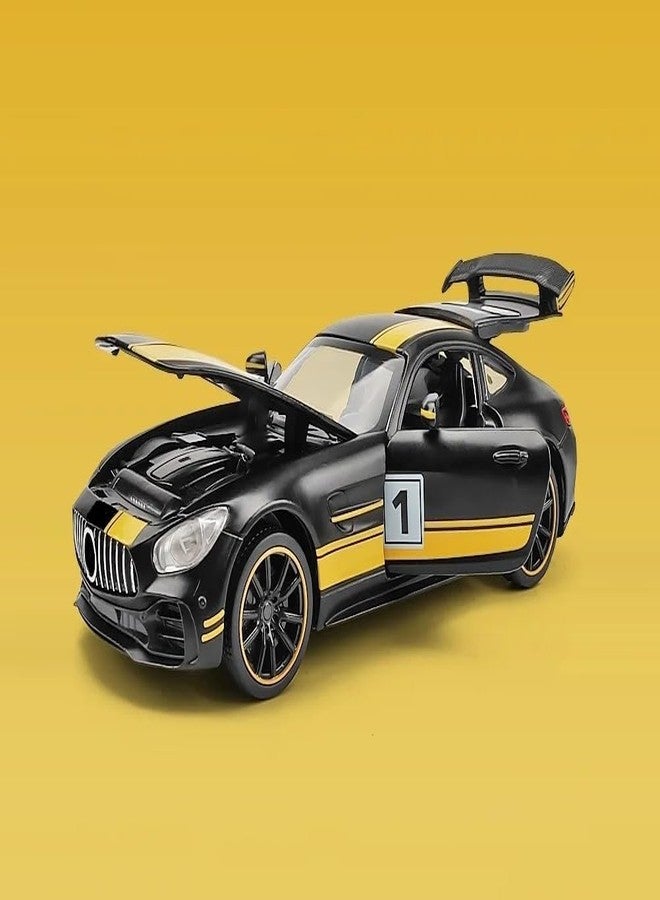 Quasar 1:32 Scale Die Cast Alloy Mercds GTRR Metal Pull Back Push and Go Frictian Powered Model Car Toy for Children Best Gift Music and Light and Door Open (Color Many Be Vary) - Image 1